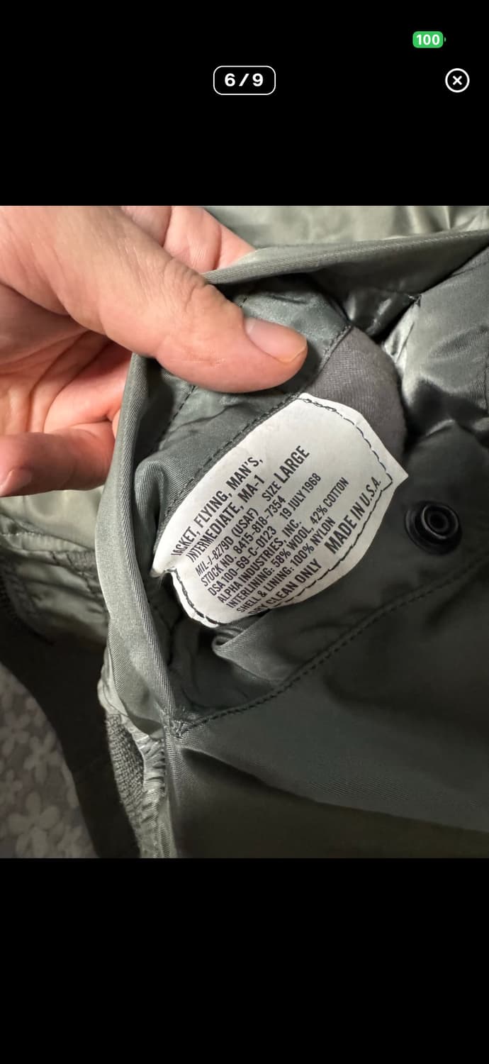 교환)알파인더스트리 ma-1 1968 정밀복각 교환원합니다 상품이미지3