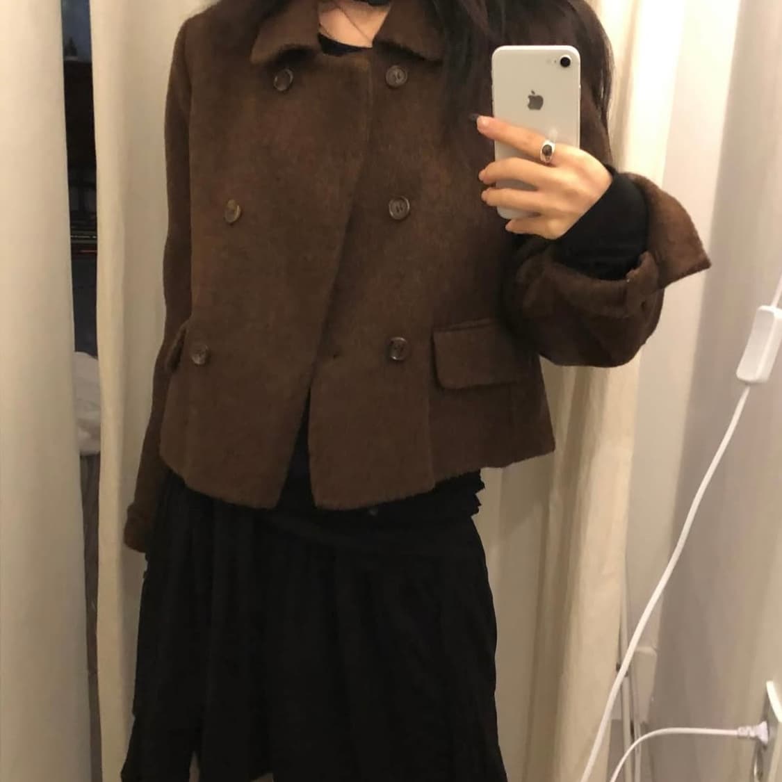 일본 빈티지 쇼트 코트 자켓 아우터 브라운 와투케 모리걸 대장 아메카지 상품이미지2