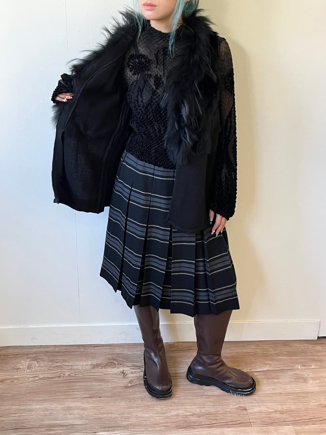 Leilian 체크 트임 스커트 상품이미지6