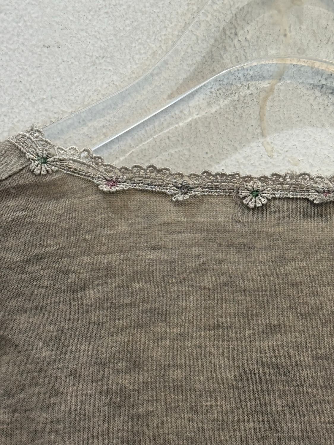 Lune moire beige V-neck lace cardigan  상품이미지6