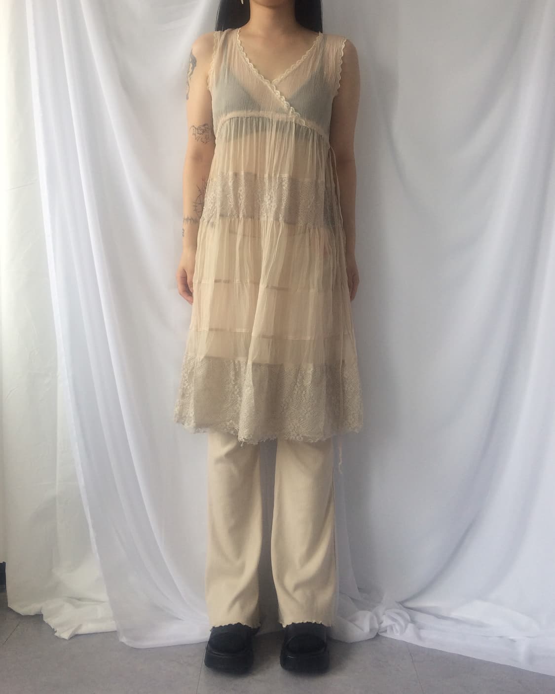 Lace layers point sleeveless onepiece 상품이미지8