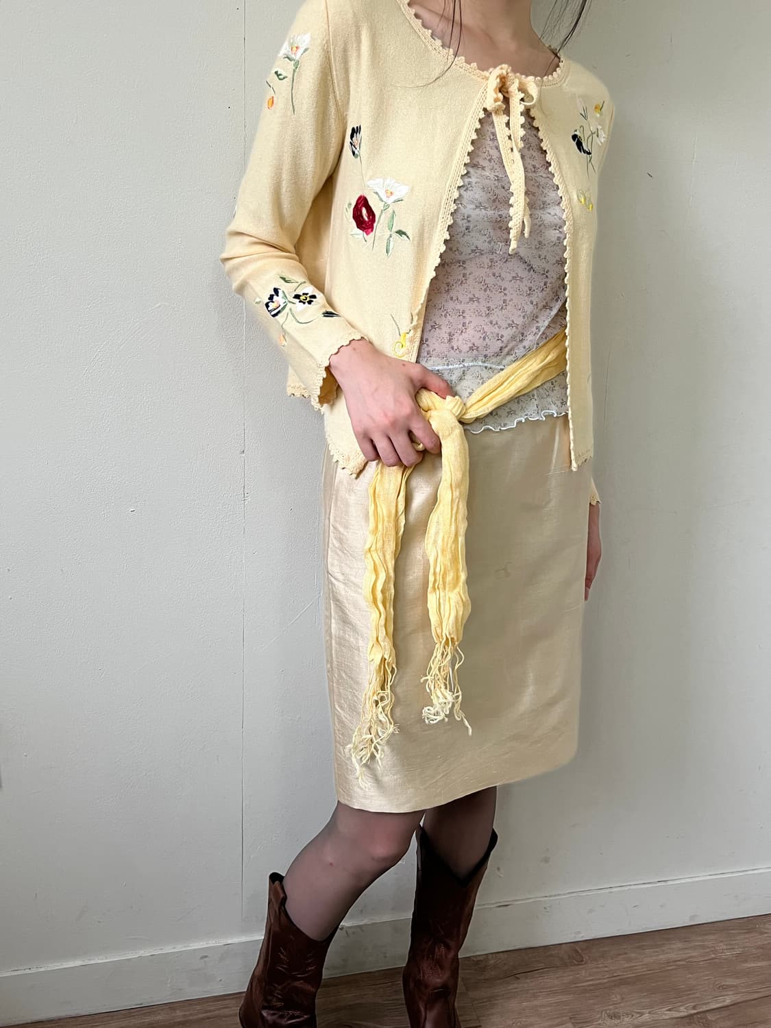 Japan vtg 엘로우 스카프 상품이미지7