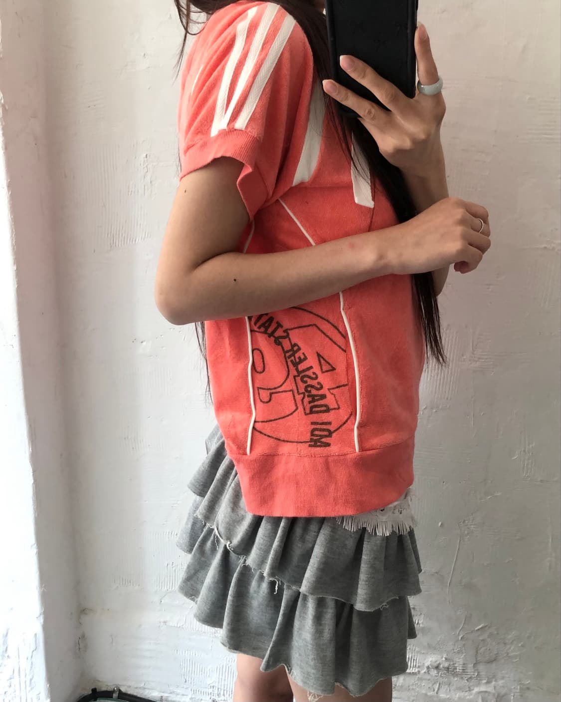 Adidas 아디다스 코랄컬러 타올코튼 하프 후드집업  상품이미지9