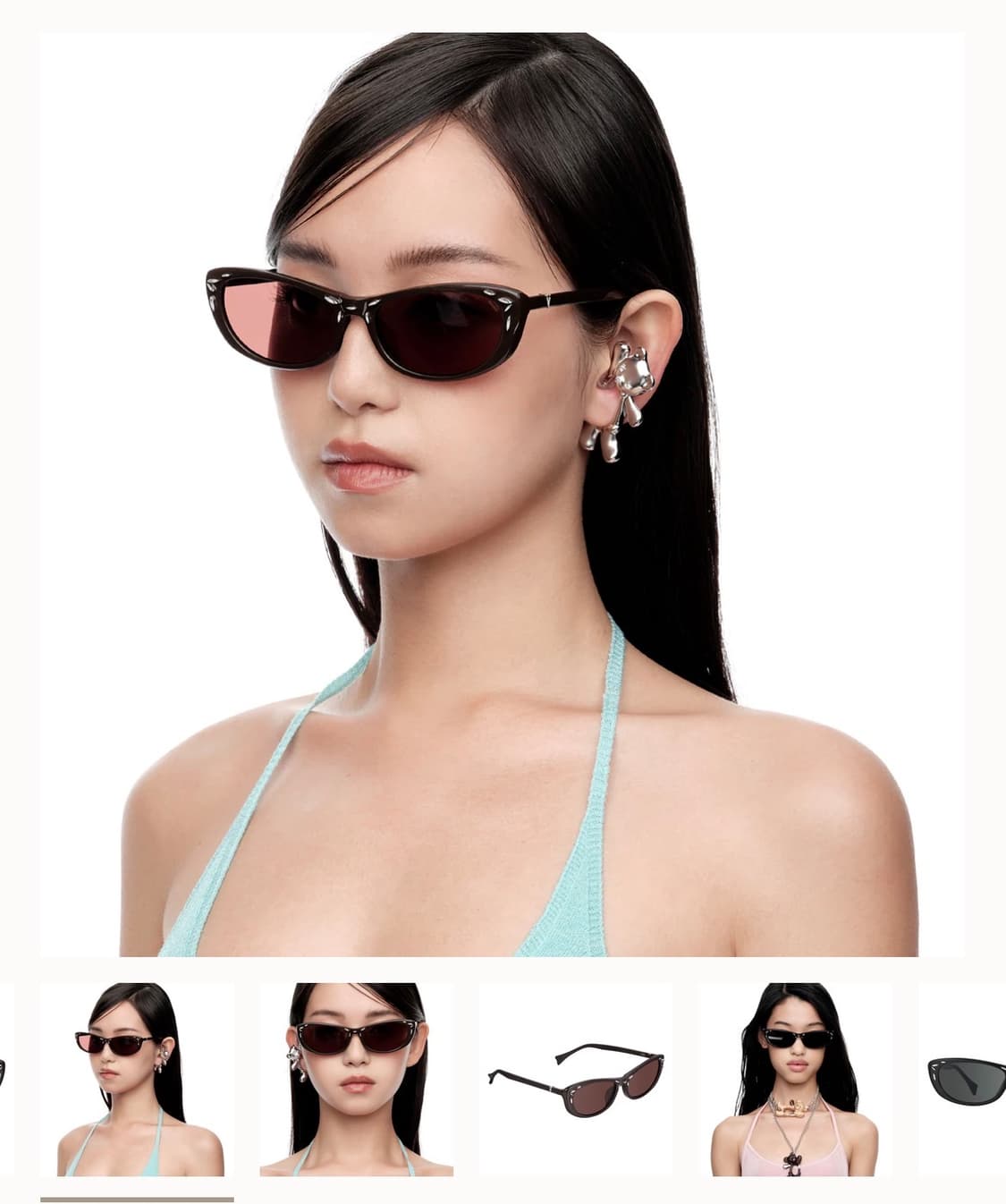 위민 Ripple 메탈 인레이드 선글라스 브라운컬러 상품이미지4