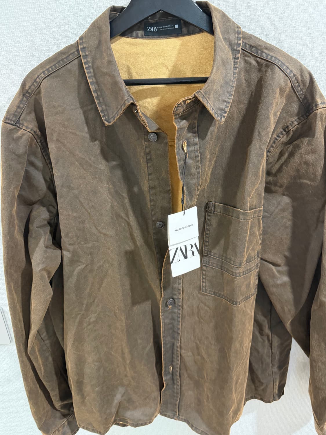 자라 워시드 이펙트 셔츠 자켓 브라운 상품이미지7