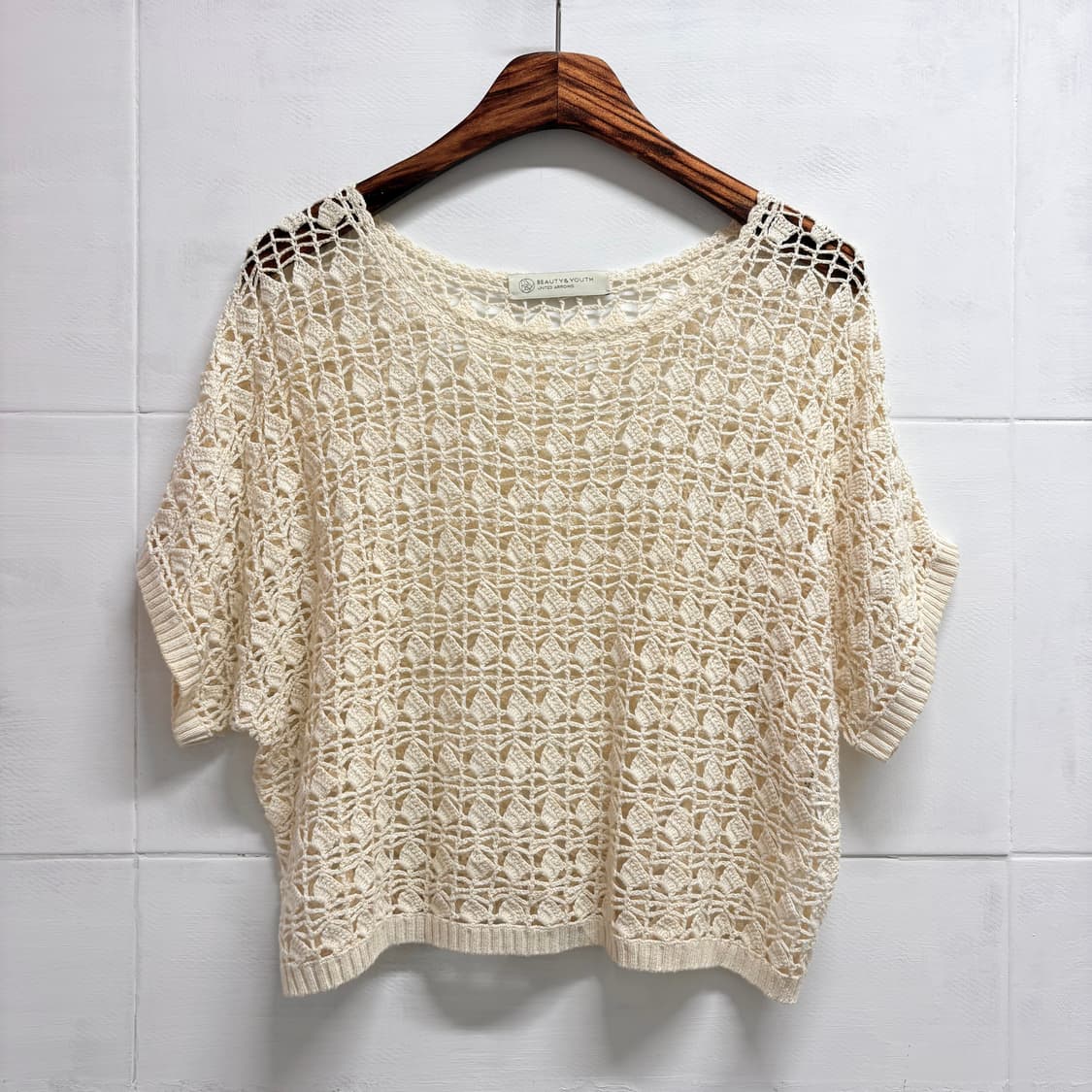 UNITED ARROWS 아이보리 크로쉐 네트 탑 JPN 상품이미지1