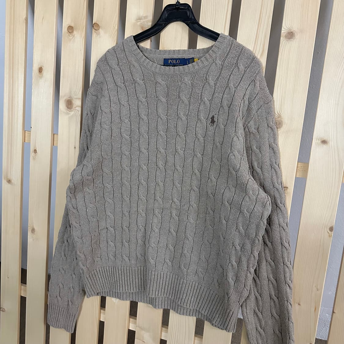 (L) 폴로 랄프로렌 오트밀 베이지 케이블 니트 상품이미지2