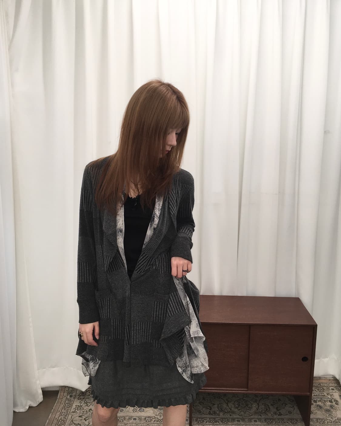 그레이 레이어드 롱 가디건 상품이미지3