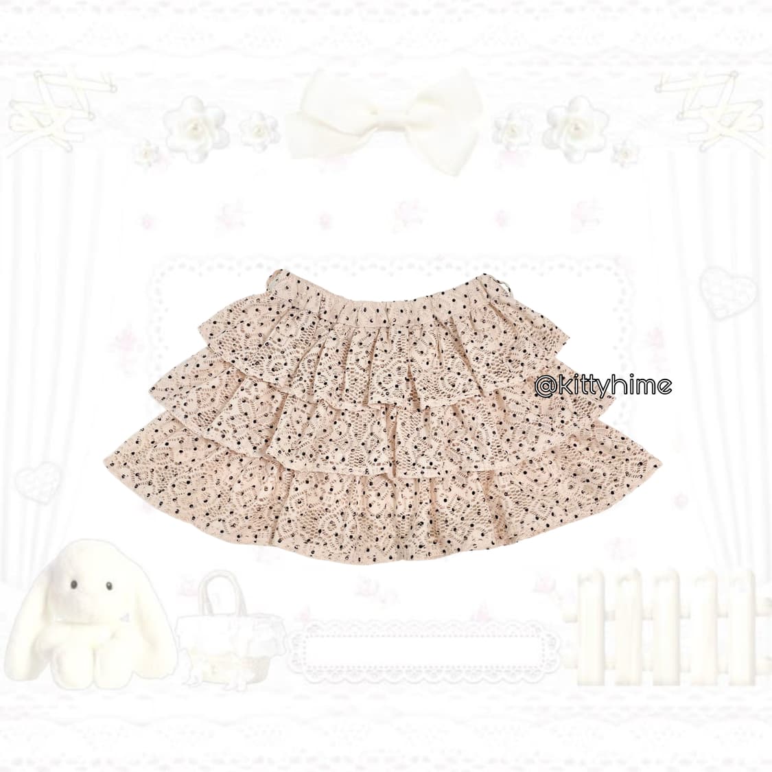 일본빈티지 도트 캉캉 히메갸루스커트히메카지 코지 러블리갸루 땡땡이스커트 상품이미지1