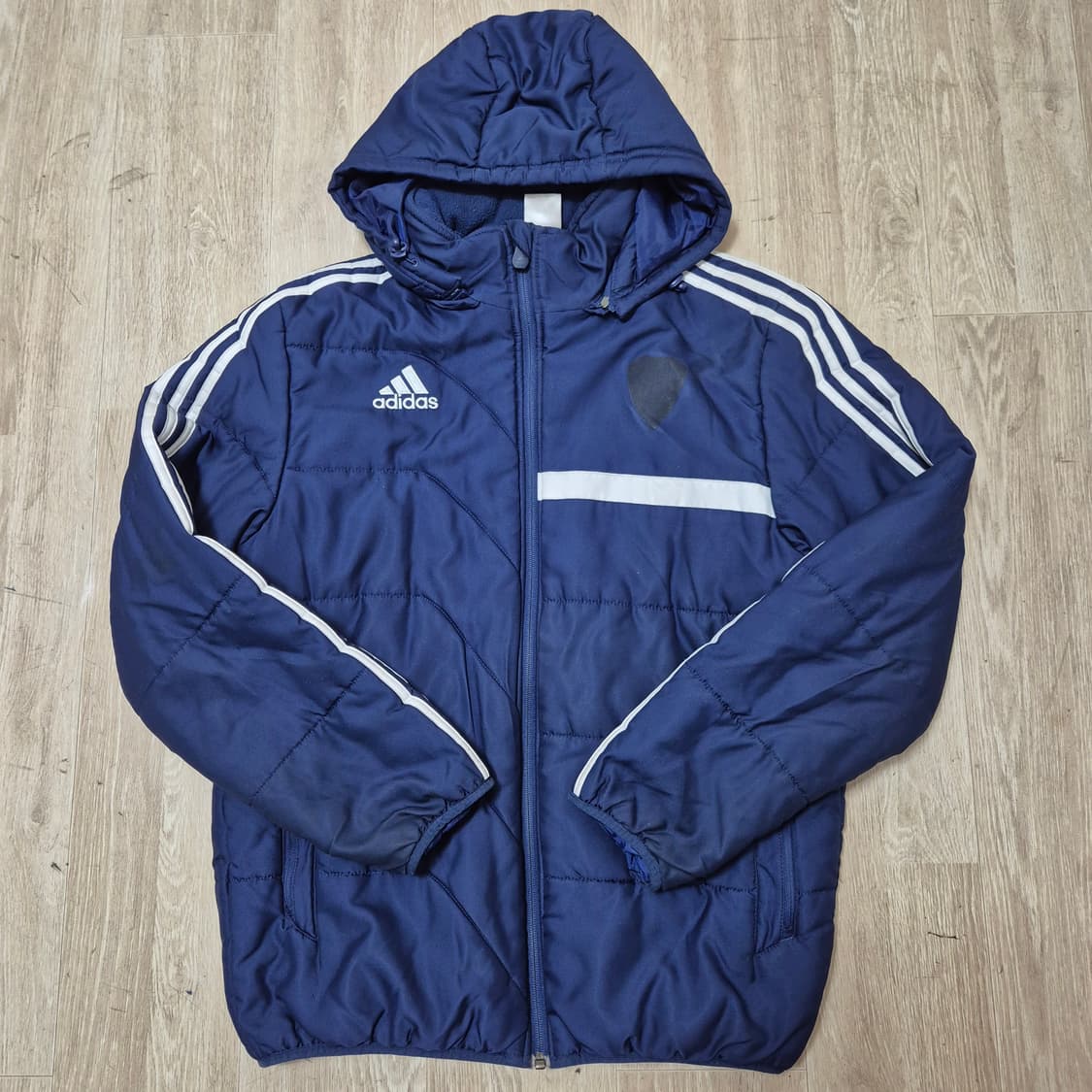 아디다스 삼선 사이드라인 다운 패딩 후드점퍼 상품이미지1