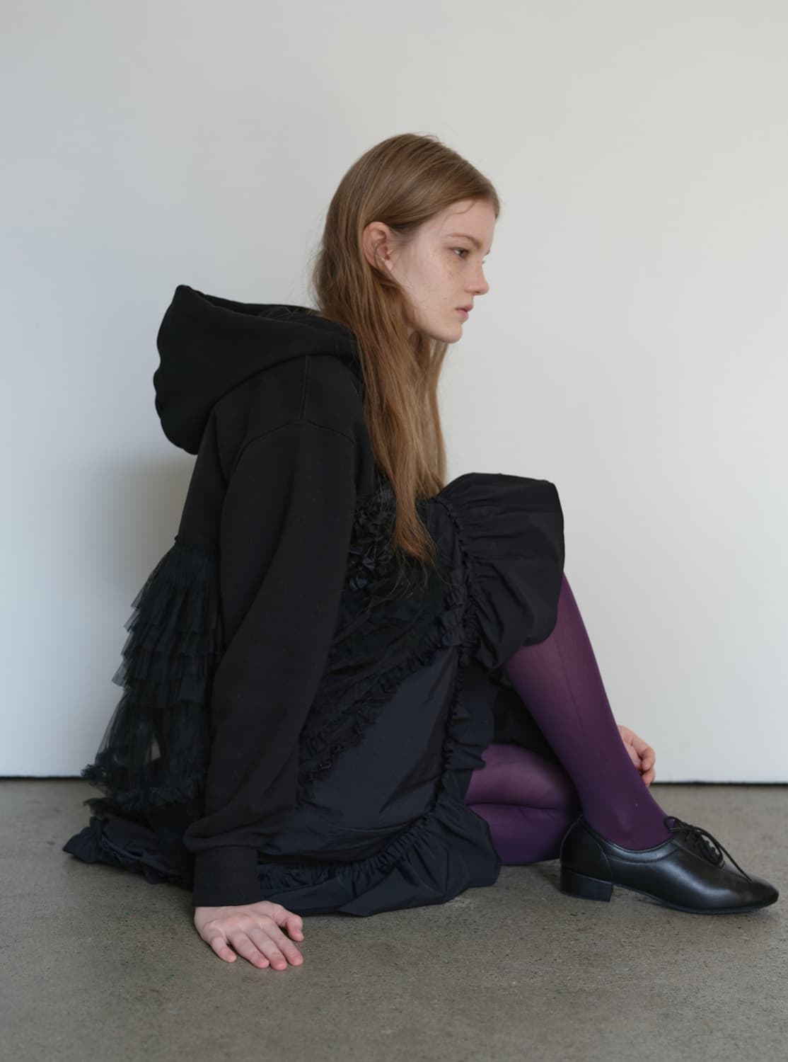 생긴스튜디오 banding ruffle nylon skirt -black 상품이미지2