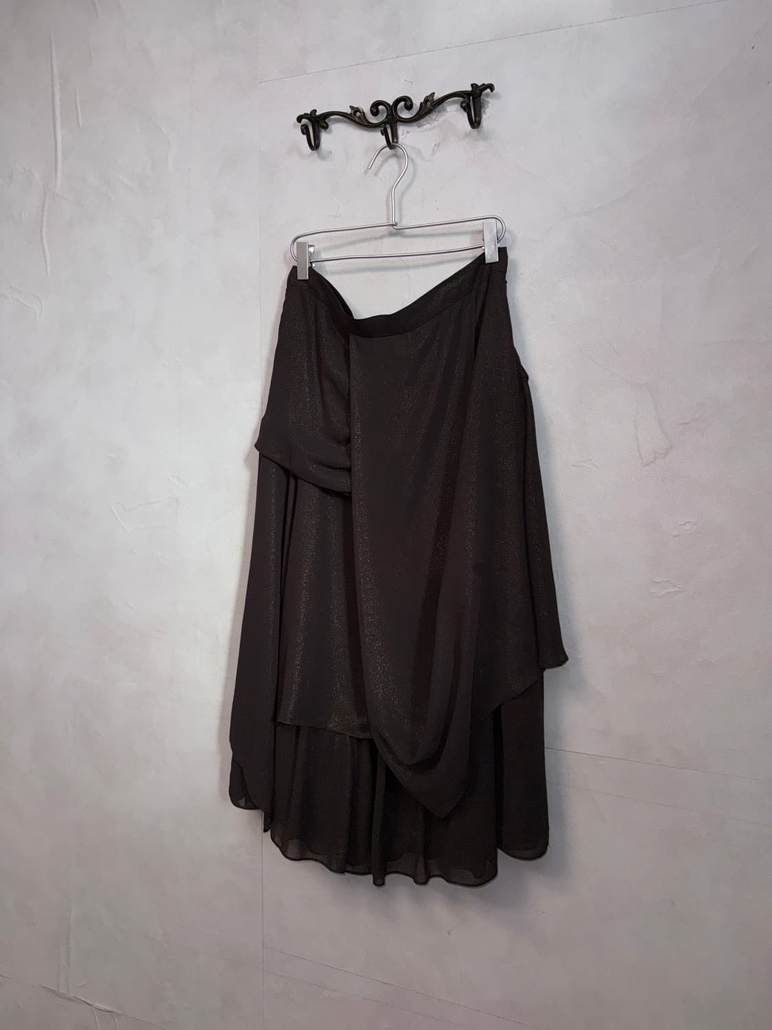 Gold brown glitter draped shirring skirt 상품이미지3