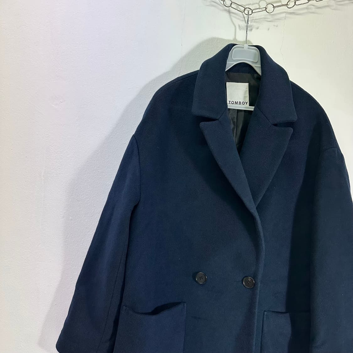 우먼FREE 스튜디오톰보이 네이비 울 더블코트 상품이미지2