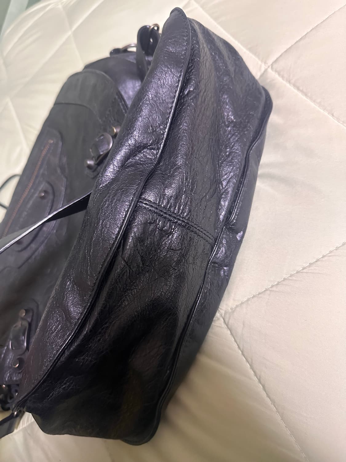 (A) 보증서 O 발렌시아가 네오 포크 크로스백 블랙 모터 모터백 상품이미지4