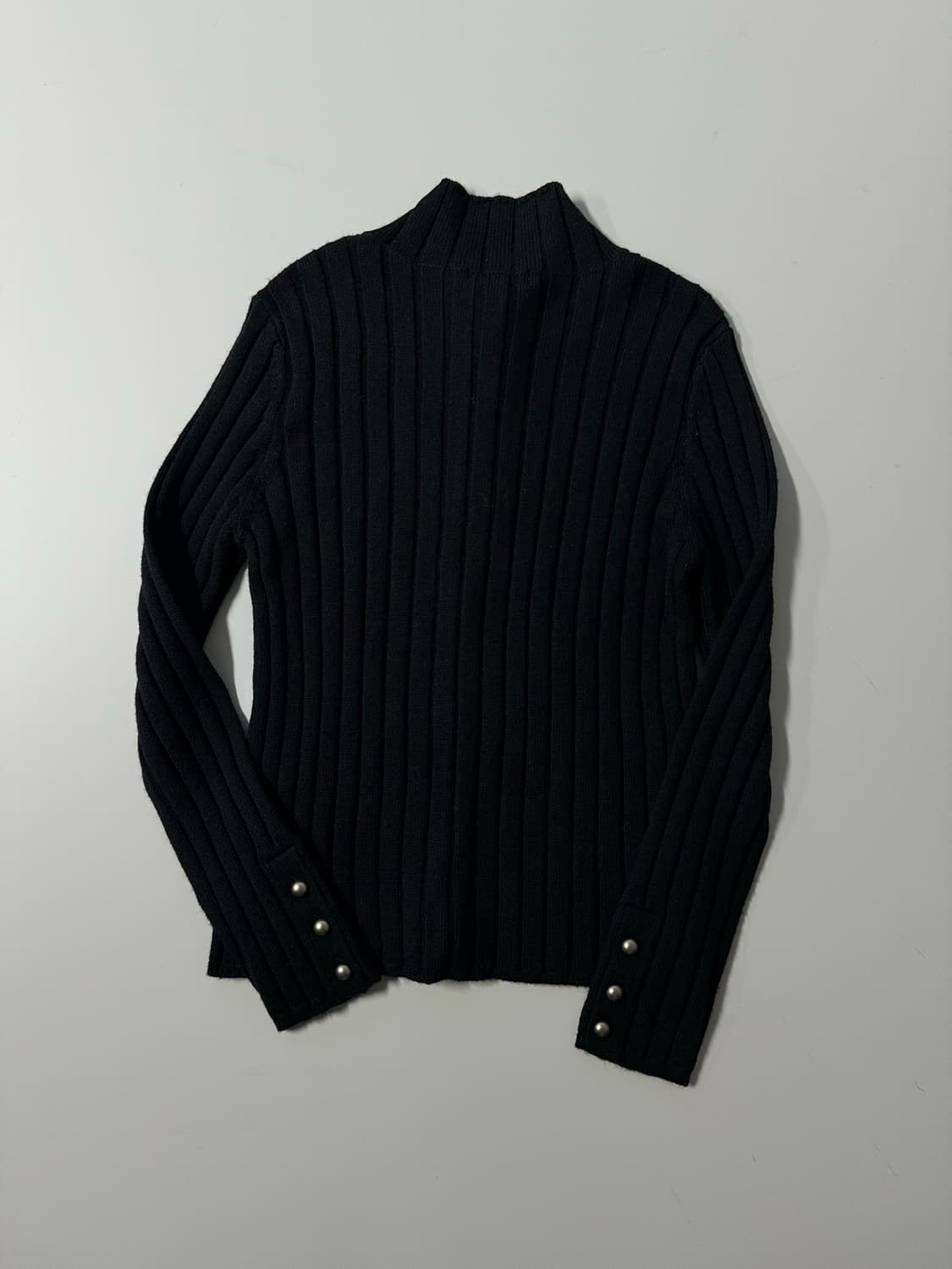 울 하이 넥 버튼 버튼 슬리브 가디건 상품이미지4