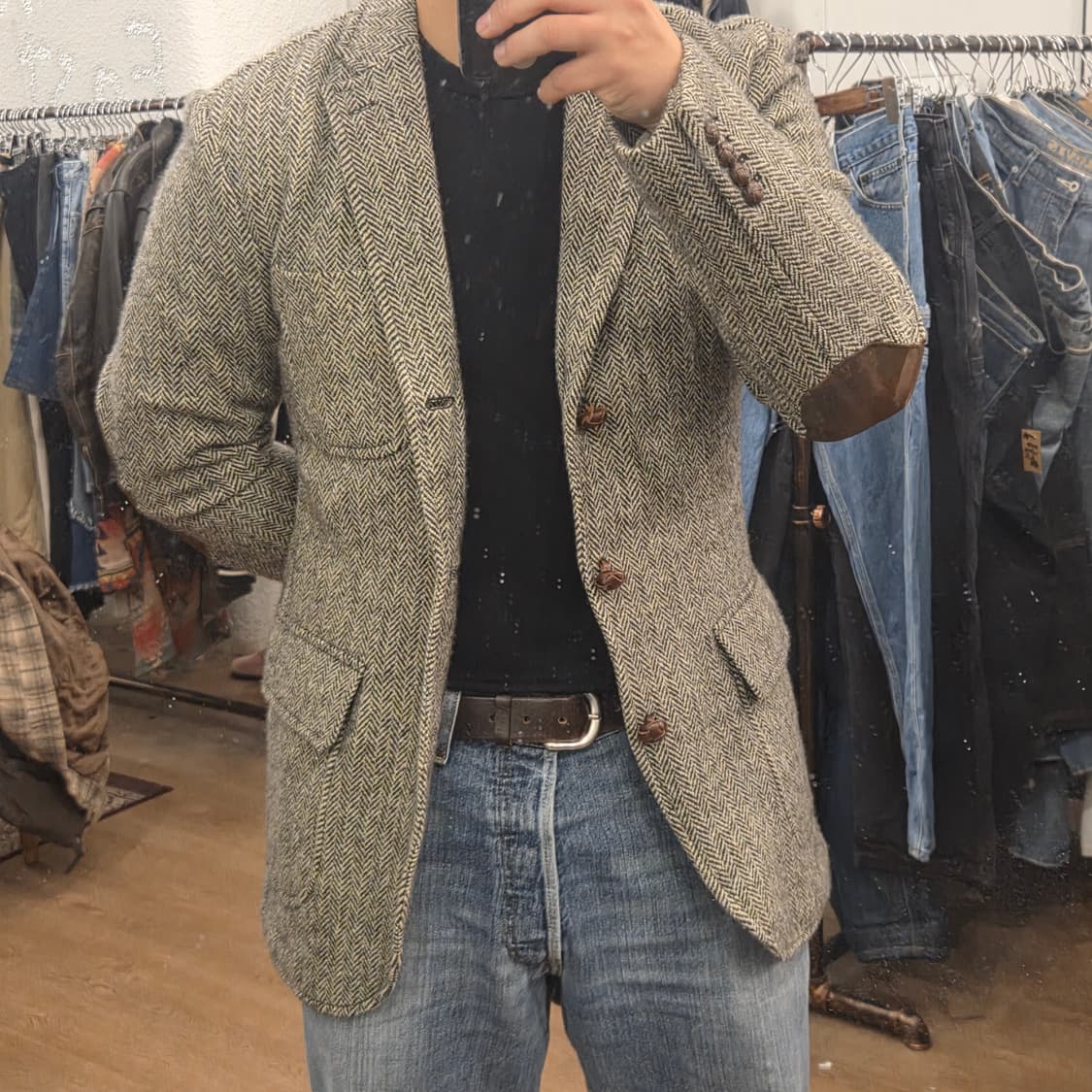 폴로 헤링본 엘보우 패치 자켓 스포츠 코트 블레이져 40r 상품이미지9