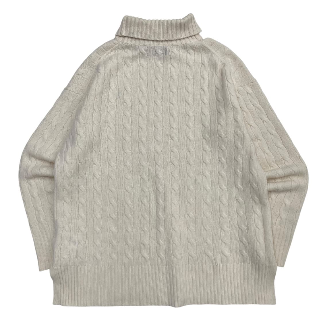 폴로 랄프로렌 네이비포니 아이보리 터틀넥 꽈배기 니트 L 상품이미지3