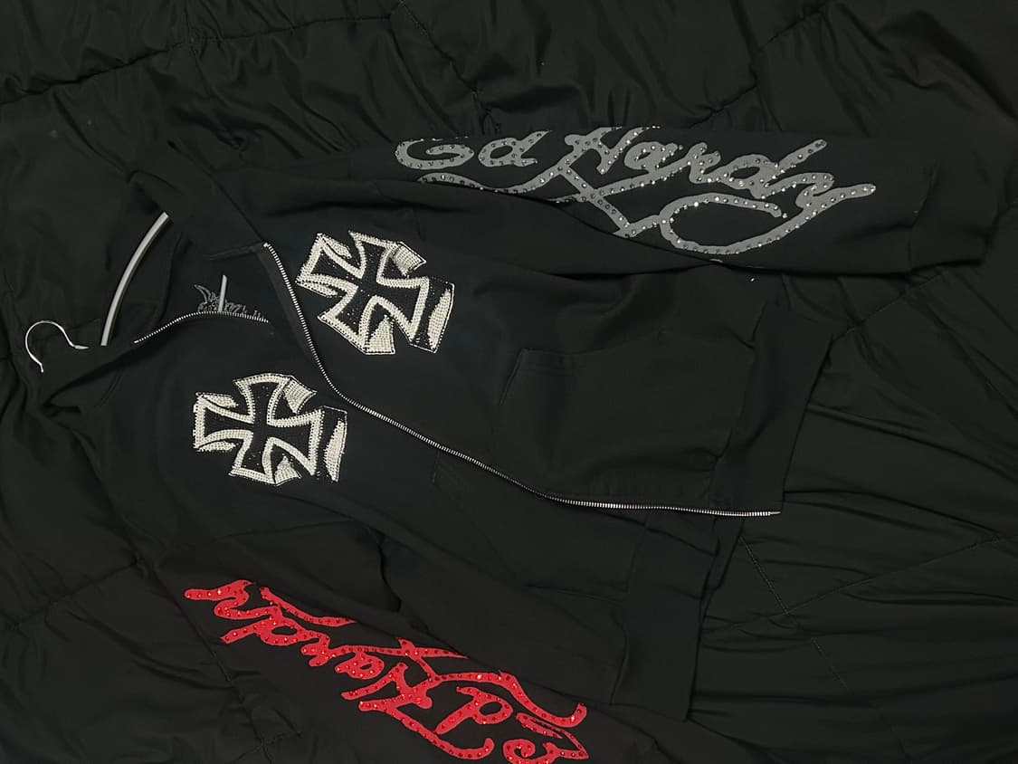 Ken carson ed hardyrhinestone zip up 상품이미지3