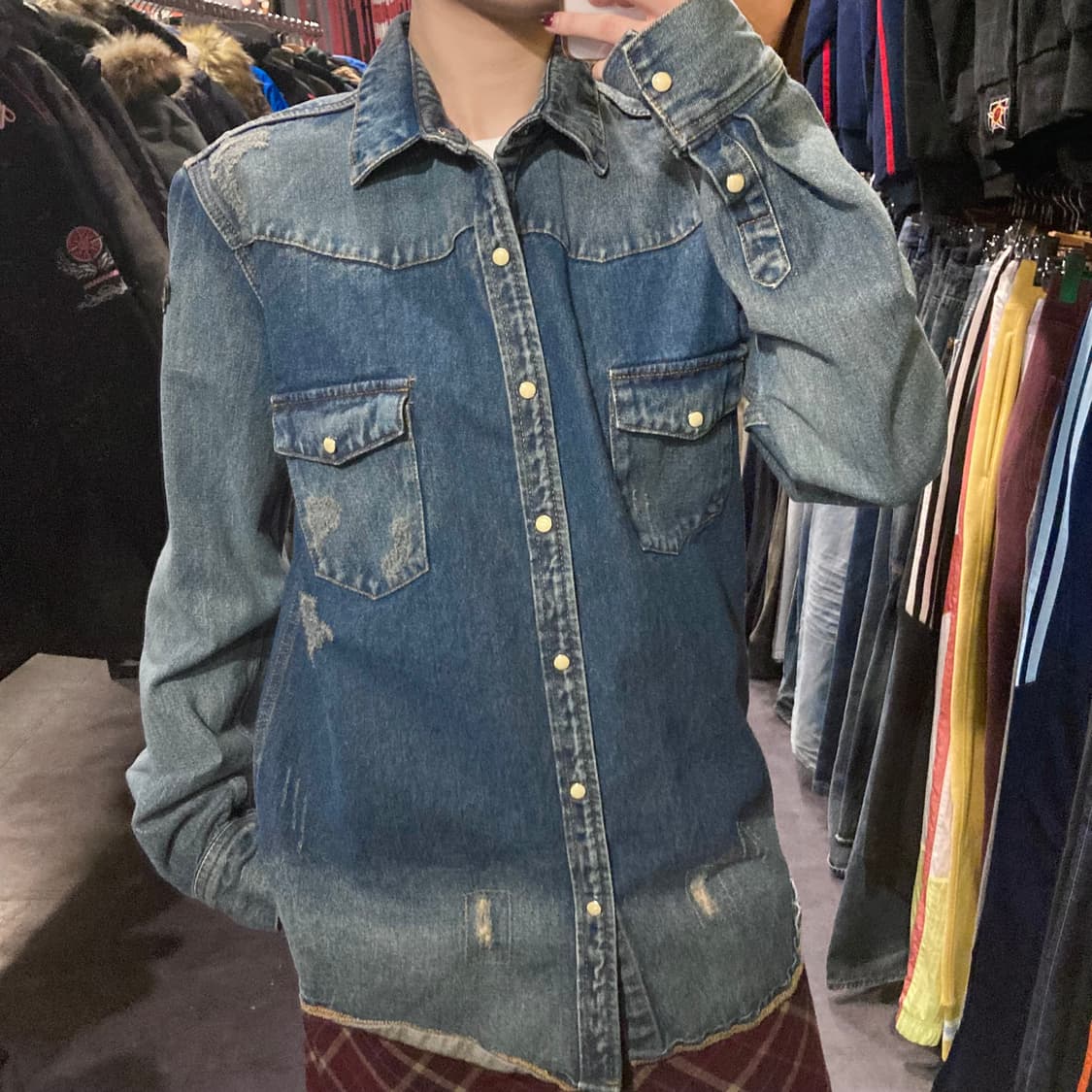 [IM]vtg 진청 펄 버튼 데님 자켓 상품이미지2
