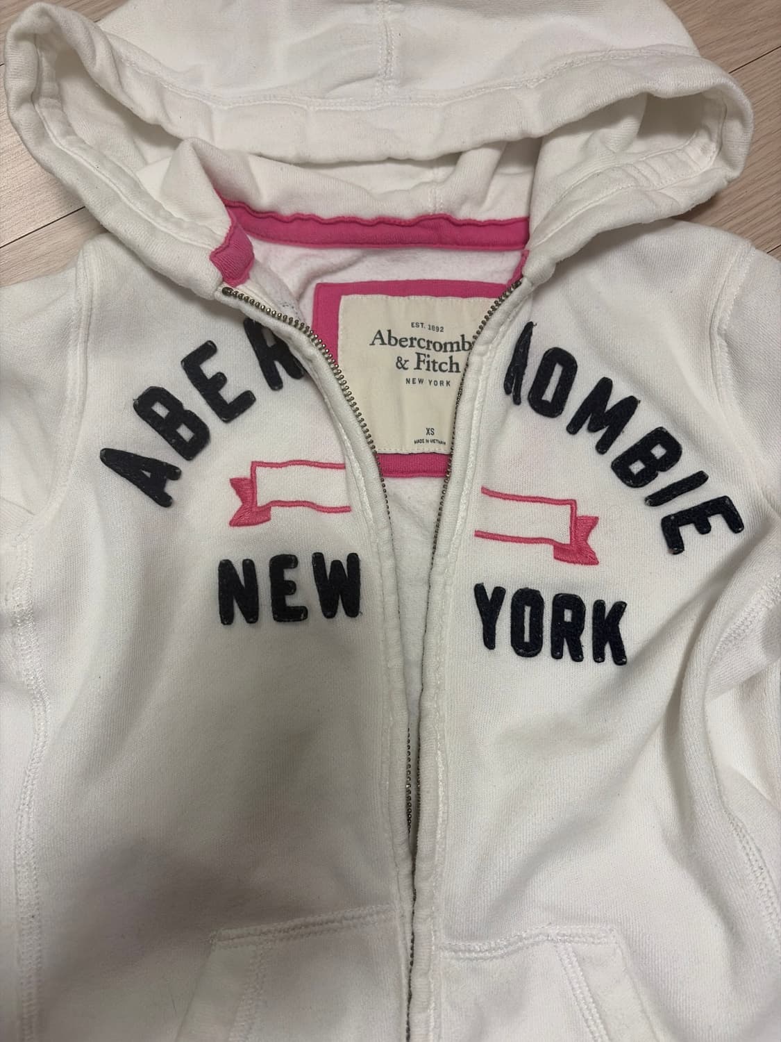 아베크롬비 작사 화이트 후드집업 xs 상품이미지3