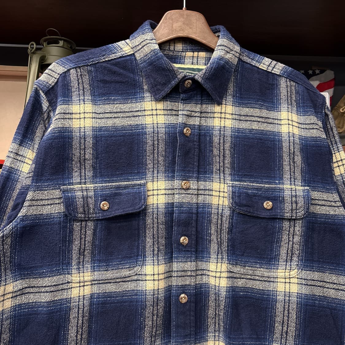 필드앤스트림 헤비 플란넬 블루 옴브레 타탄체크 워크셔츠 N878 상품이미지3