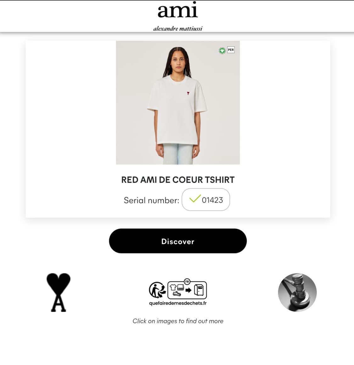 아미 정품 반팔 티셔츠 XS  (95추천해요) 상품이미지1