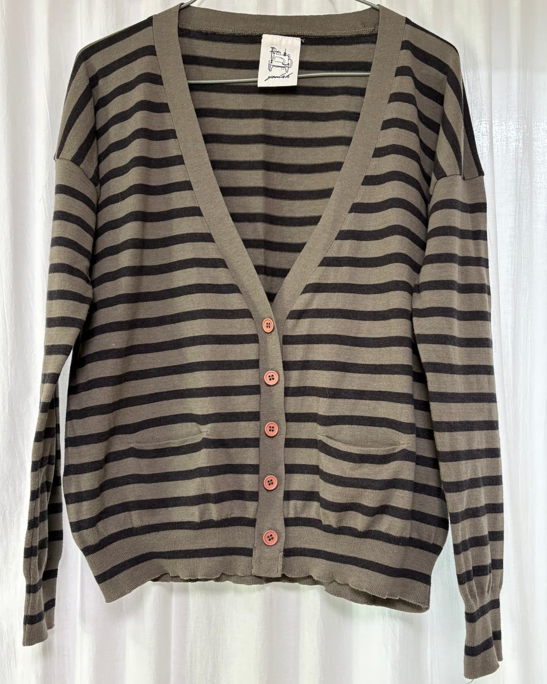 카키 차콜 단가라 가디건 상품이미지1