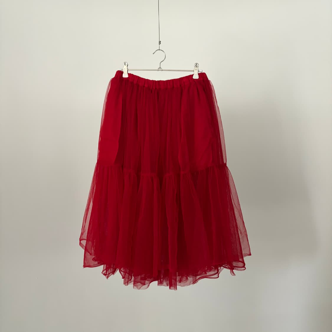 Red Tulle Shirring Skirt 상품이미지1