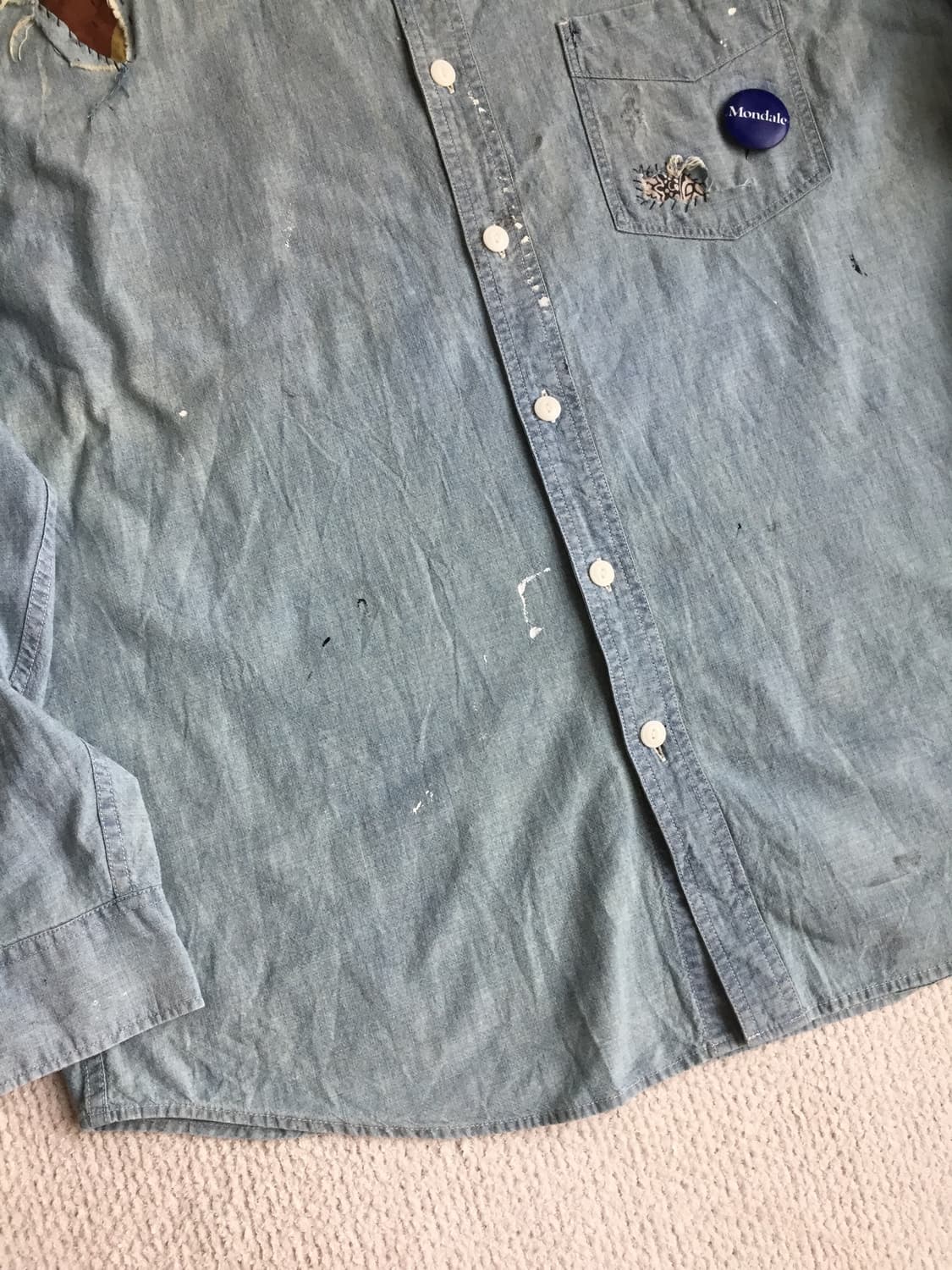 90‘s lands’end 샴브레이 보로 리페어 셔츠 상품이미지6