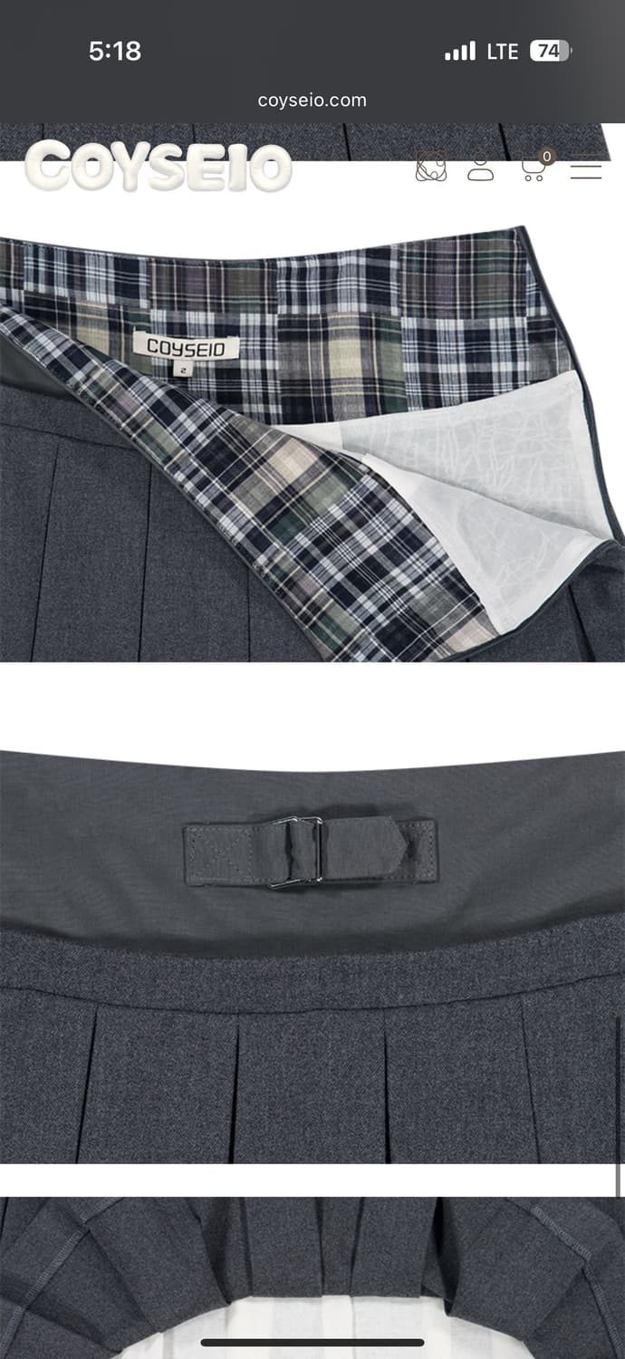 코이세이오 DOUBLE WAISTED PLEATS SKIRT GREY 상품이미지3