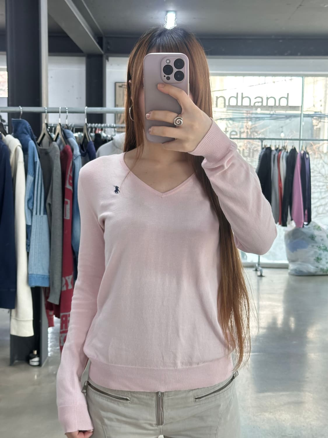 폴로랄프로렌 브이넥 니트 핑크 상품이미지1