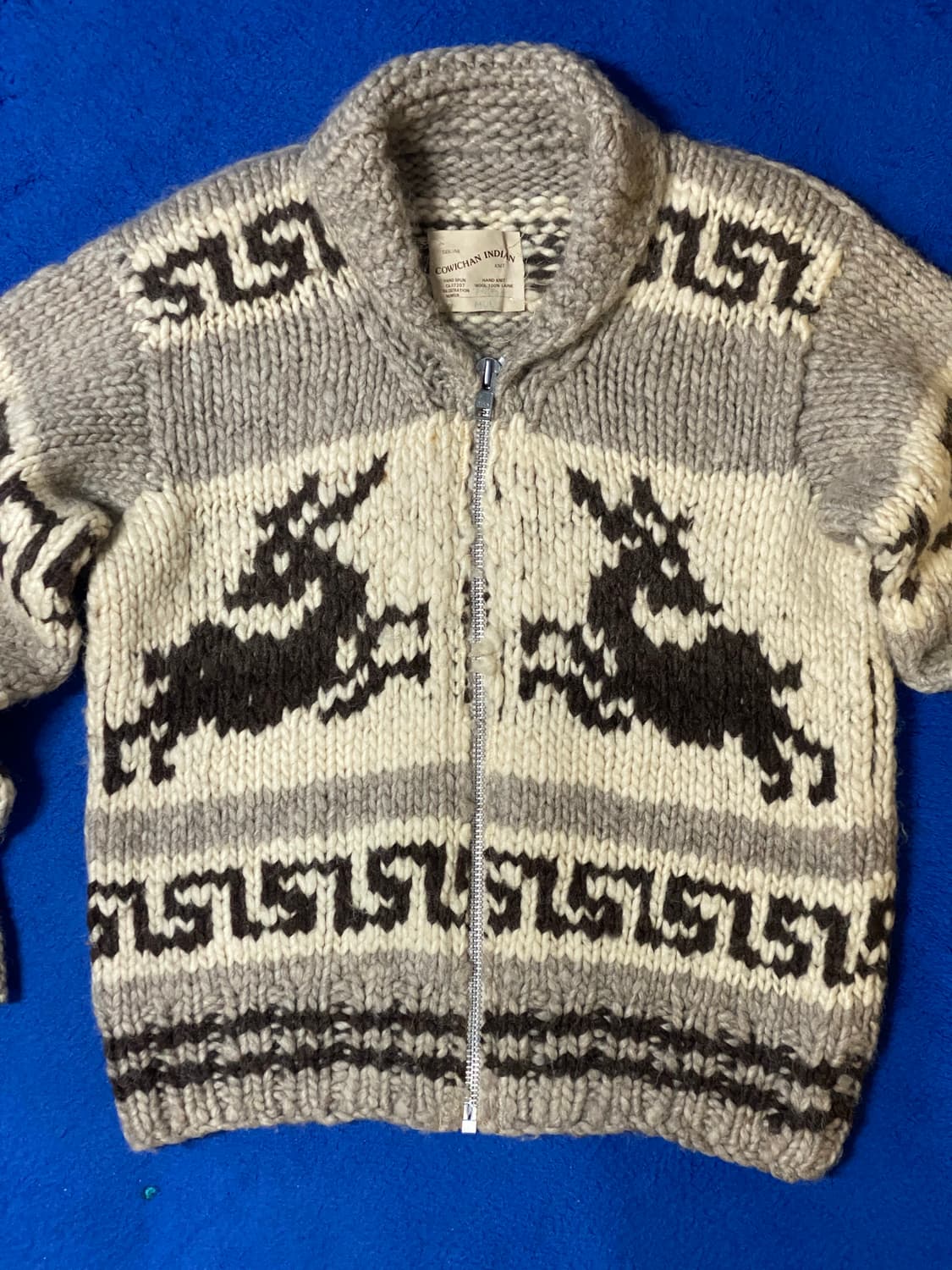 아메리칸 빈티지 캐나다 코위찬 인디언 베이지 니트 집업 상품이미지2