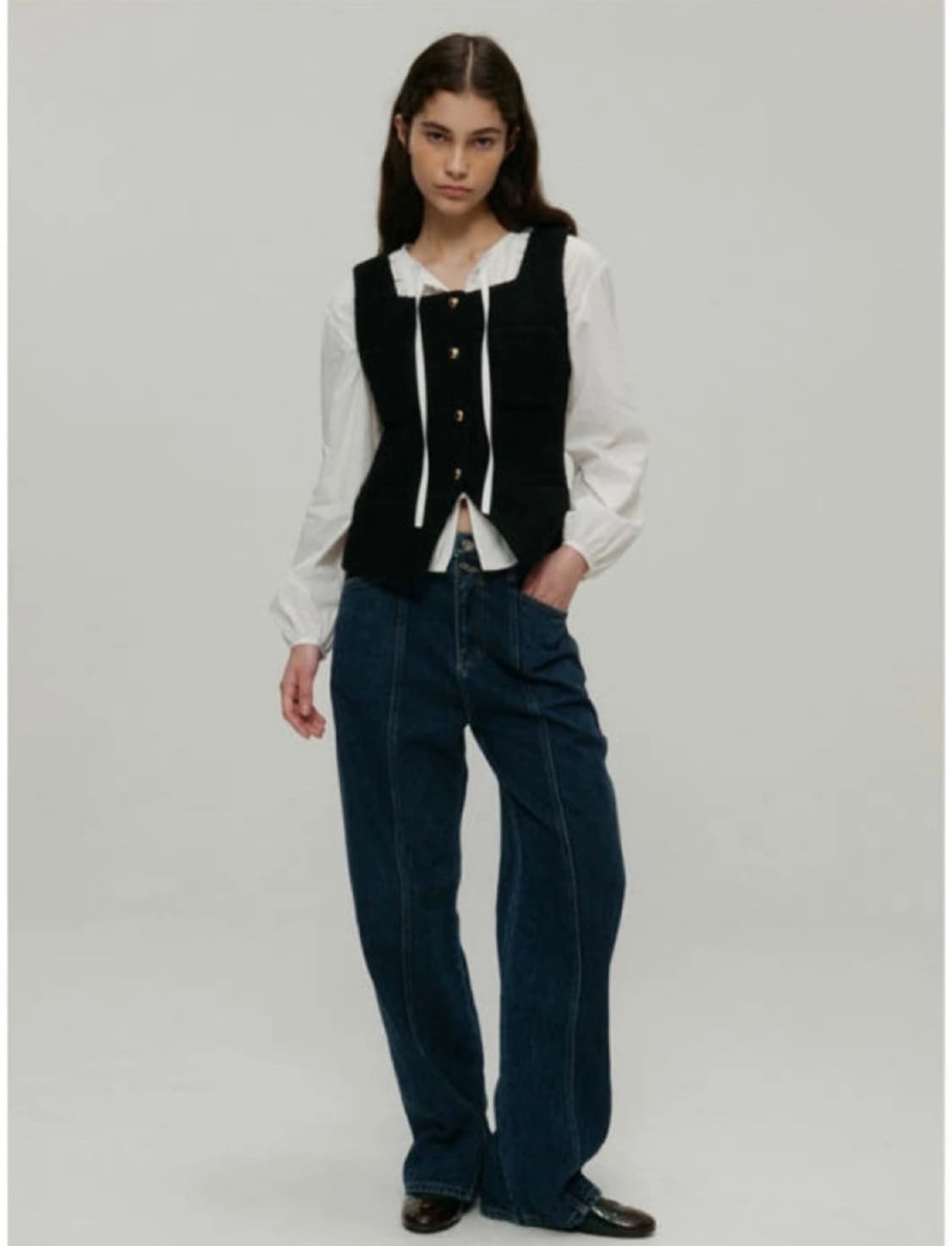 앳코너 스퀘어 네크 트위드 베스트 상품이미지3