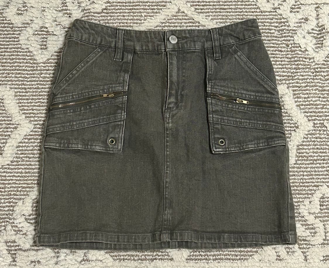 Y2K 펑투케 지퍼디테일 카키데님스커트 상품이미지1