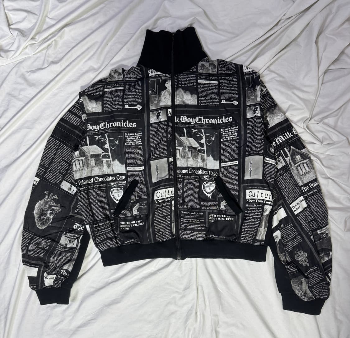 Milk boy 뉴스페이퍼 스웻 집업 자켓 y2k 펑크 존 갈리아노 상품이미지1
