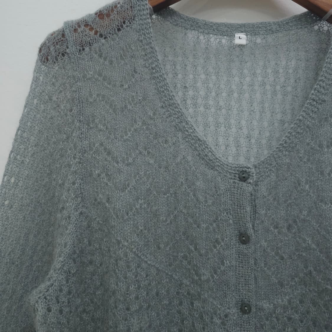 모헤어 혼방 레이스 펀칭 시스루 가디건 상품이미지4