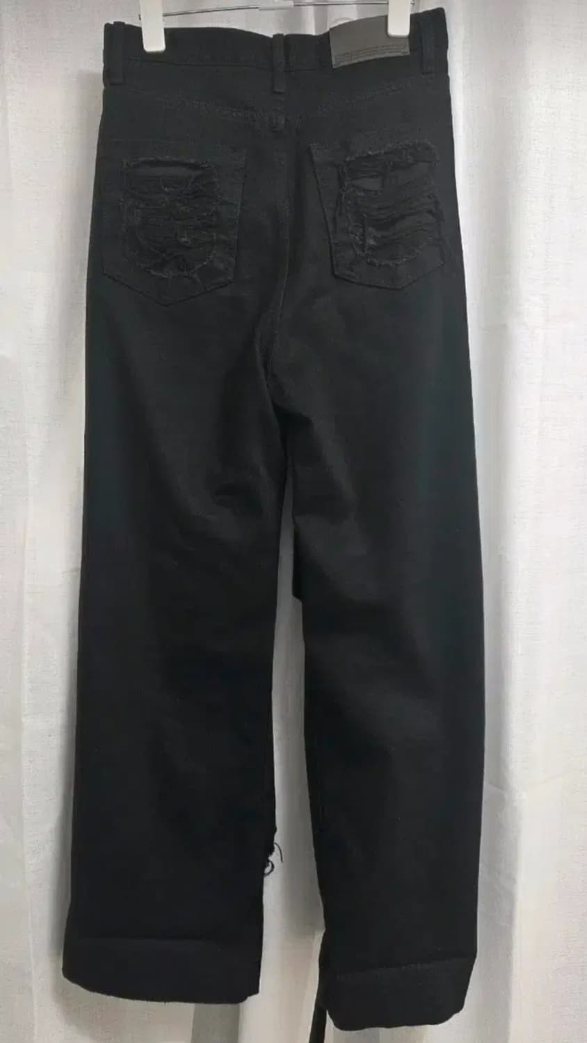 보헤미안서울) KNEE OPEN RIPPED WIDE JEANS, BLA 상품이미지5