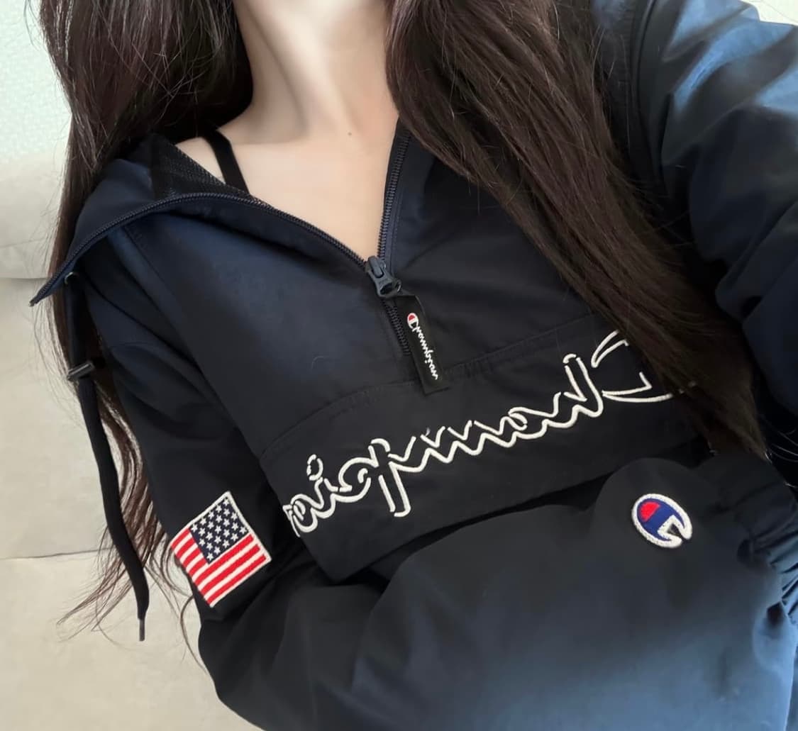 챔피온 성조기 아노락 하프 반집업 M 상품이미지1