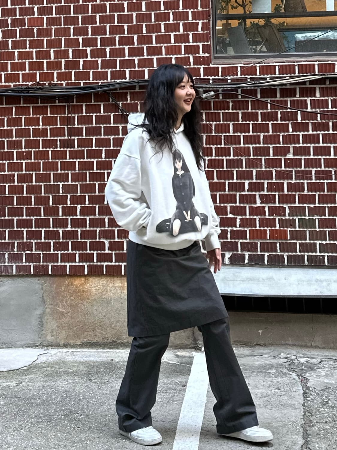 노르딕 가디건 코이세이오 후드 레이어드 스커트 팬츠 코디세트 상품이미지6