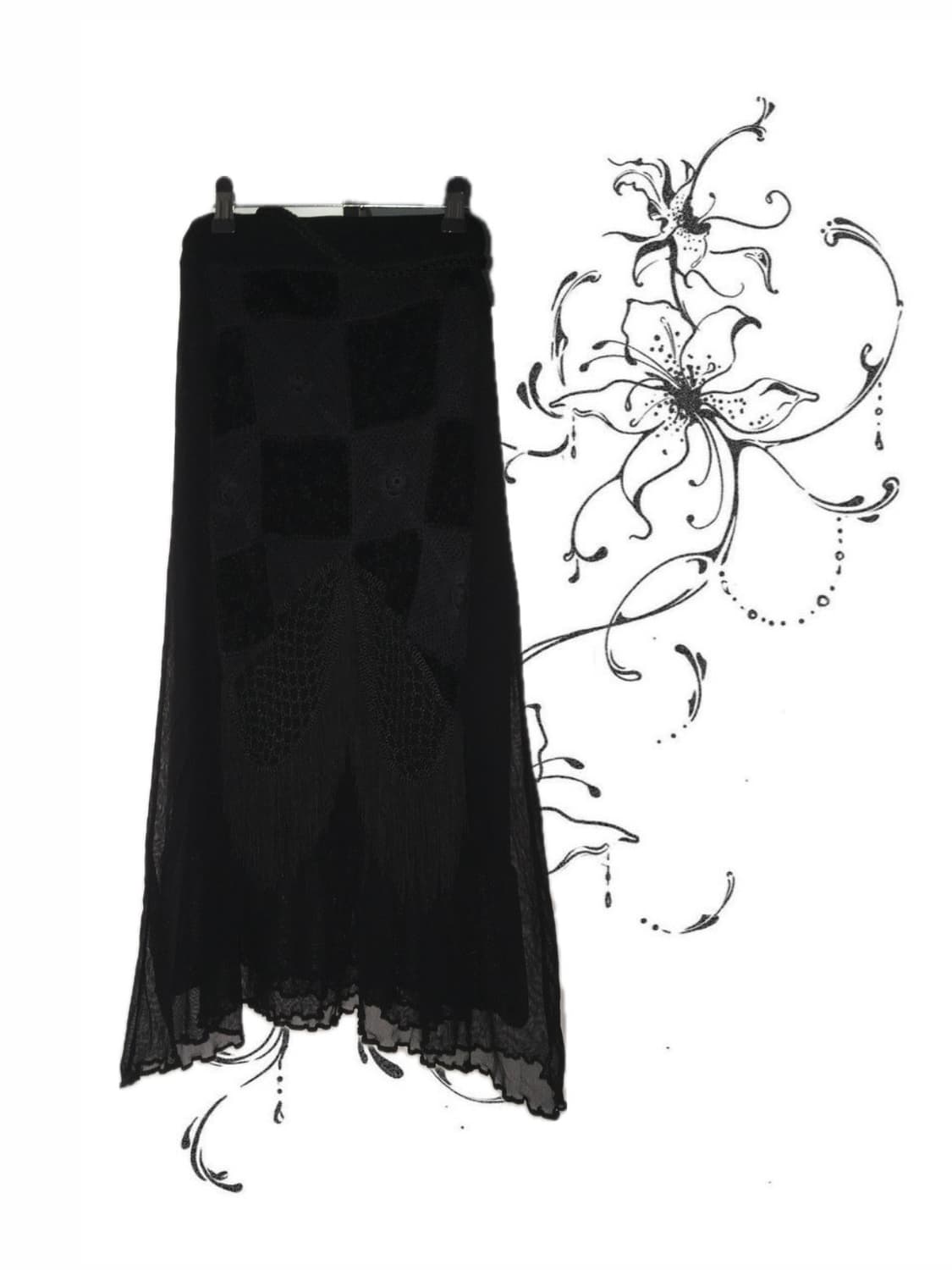 Made in france black velvet fringing lon 상품이미지6
