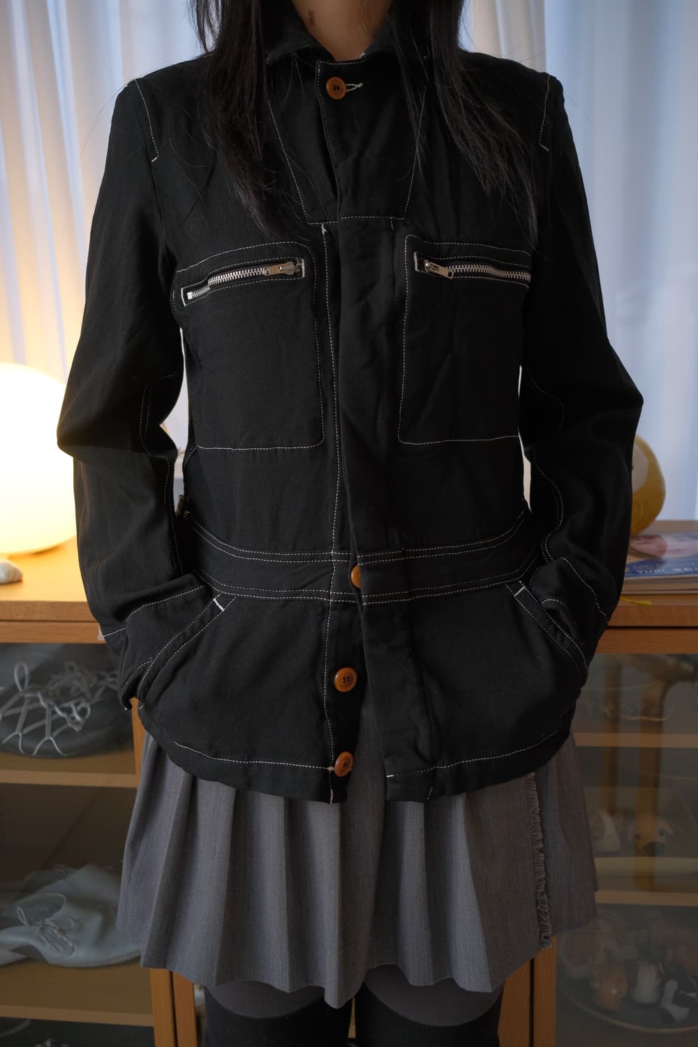 Boiled poly stitched jacket 상품이미지1