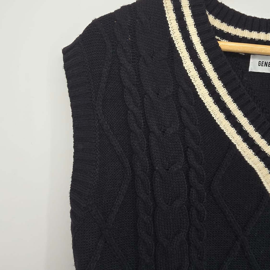 제너럴아이디어 케이블 니트 롱 원피스 블랙 상품이미지8