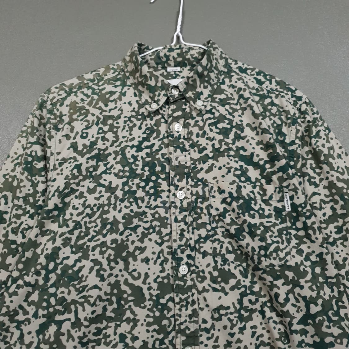 실측 M (95) 칼하트 카모 스테인 밀리터리 포켓 셔츠 긴팔 남방 상품이미지2