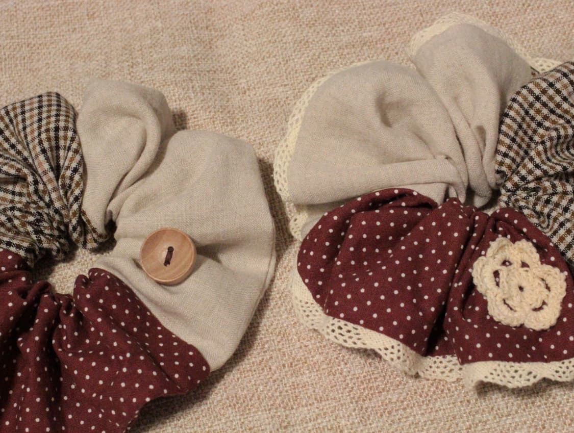 핸드메이드 빈티지 업사이클링 레이스 스크런치 상품이미지7