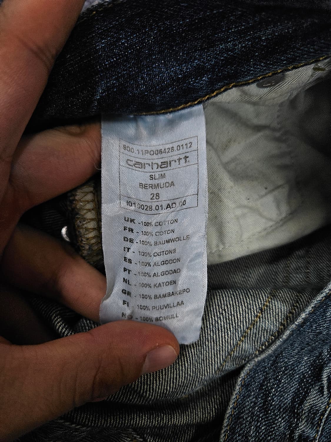 칼하트 슬림 버뮤다 데님 팬츠 급처 상품이미지5