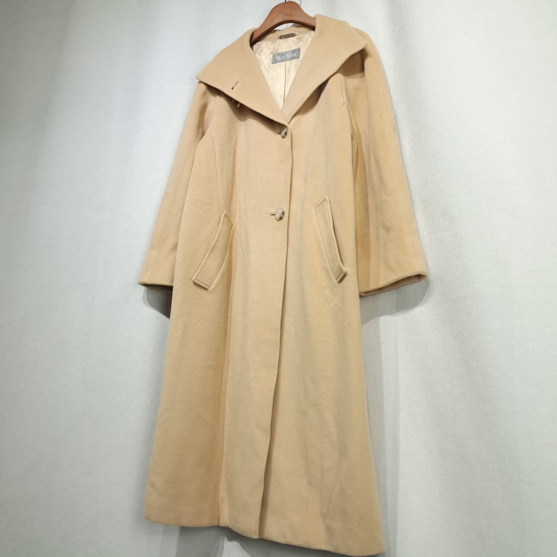CL285 XL 막스마라 90s 이태리판 울 와이드라펠 카멜베이지 코트 상품이미지10
