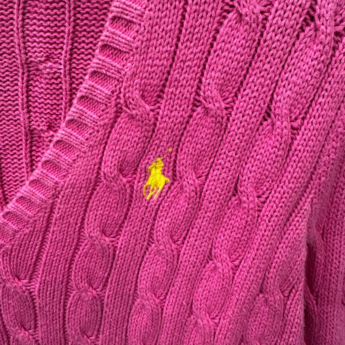 폴로 랄프로렌 케이블 니트 옐로우 포니 포인트 핑크 상품이미지5