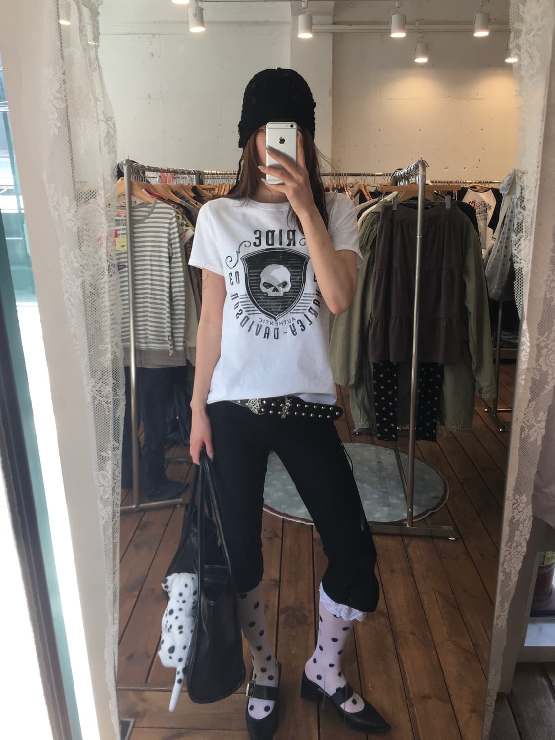 할리데이비슨 스컬 화이트 반팔 상품이미지1