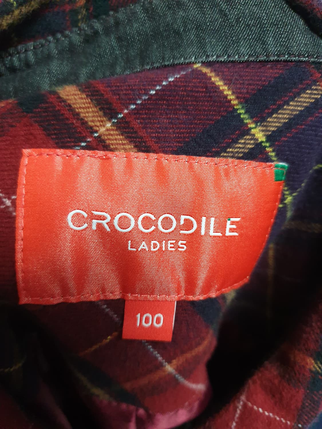 크로커다일 레이디 클래식 체크 셔츠형 자켓 버건디 (L) 상품이미지4