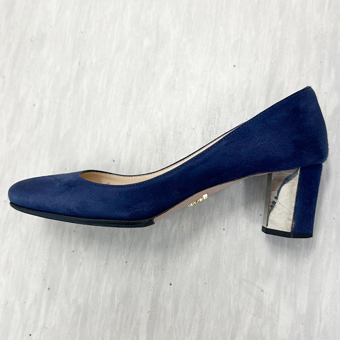 프라다 블루 네이비 스웨이드 레더 펌프스 힐 여성 구두 230mm 상품이미지2